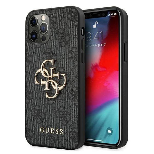 Guess GUHCP12M4GMGGR iPhone 12/12 Pro 6,1" szary/grey hardcase 4G Big Metal Logoeng