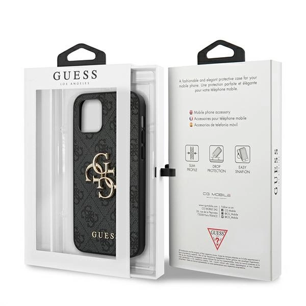 Guess GUHCP12M4GMGGR iPhone 12/12 Pro 6,1" szary/grey hardcase 4G Big Metal Logoeng
