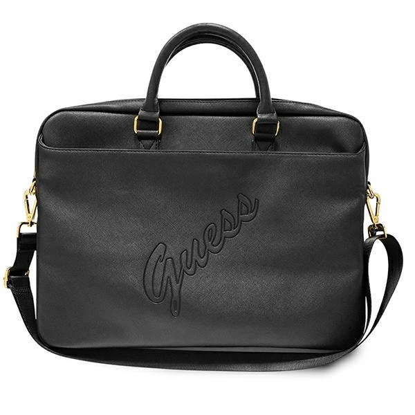 Guess Saffiano Script bag for a 16" laptop - blackeng