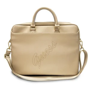 Guess Saffiano Script 16" Laptop Bag - Goldeng