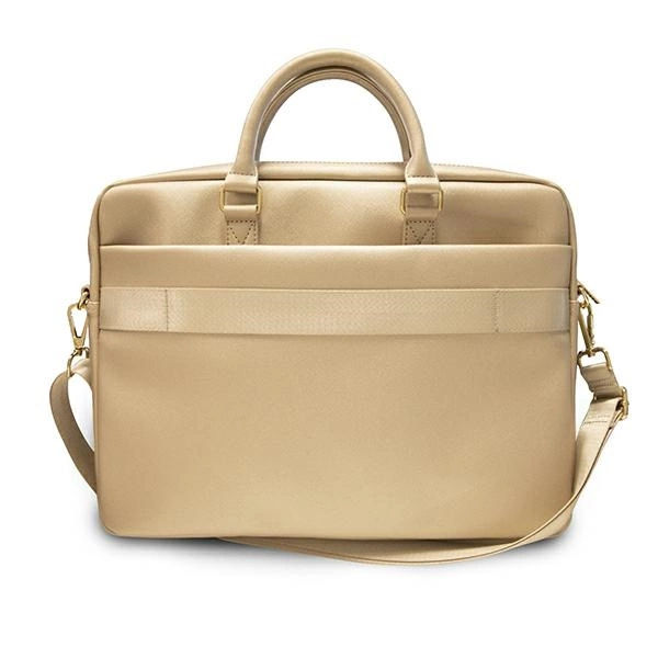 Guess Saffiano Script 16" Laptop Bag - Goldeng
