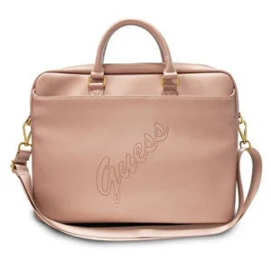 Guess Saffiano Script 16" Laptop Bag - Pinkeng