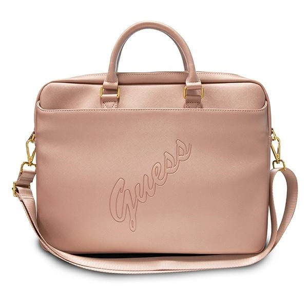 Guess Saffiano Script 16" Laptop Bag - Pinkeng