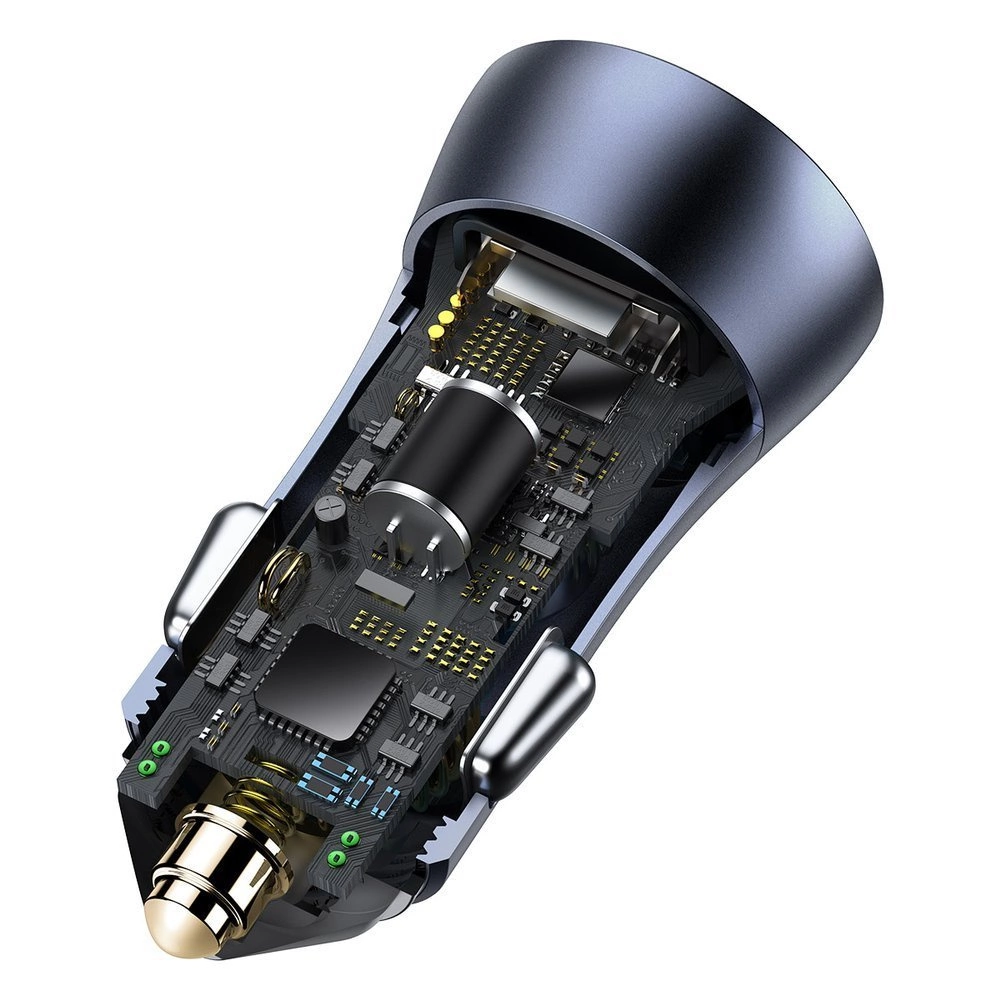 Baseus Golden Contactor Pro fast car charger 2x USB 40 W Quick Charge SCP FCP AFC + USB - USB Type C cable gray (TZCCJD-A0G)eng