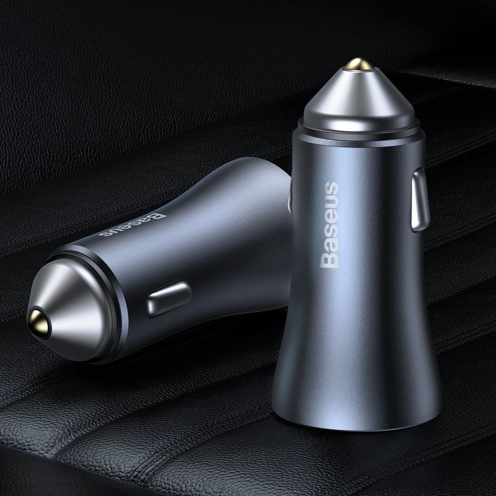 Baseus Golden Contactor Pro fast car charger 2x USB 40 W Quick Charge SCP FCP AFC + USB - USB Type C cable gray (TZCCJD-A0G)eng