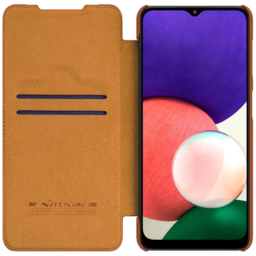 Nillkin Qin leather holster case for Samsung Galaxy A22 4G browneng
