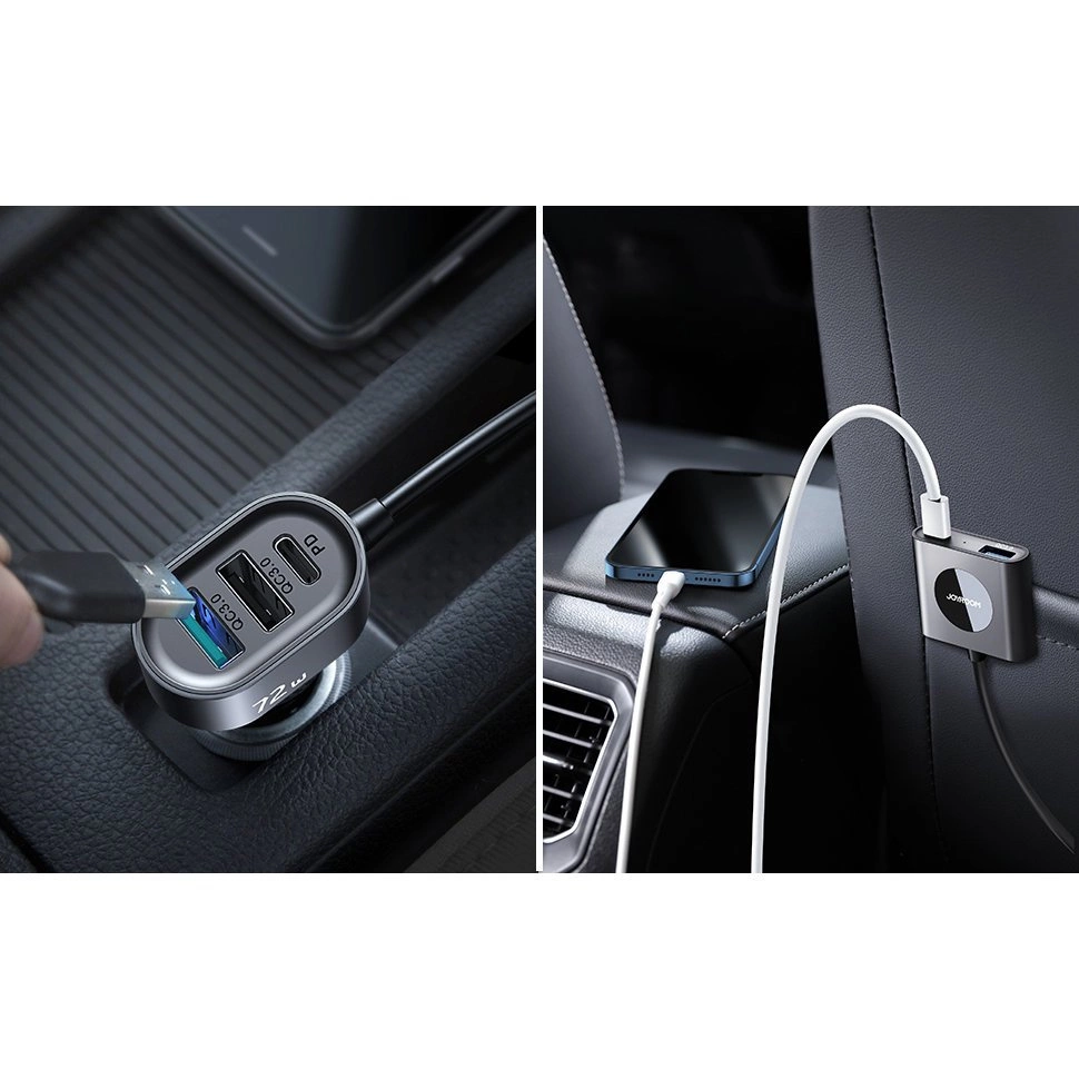 Joyroom car charger 2xPD + 2xQC3.0 72W 1.5m black (JR-CL05)eng