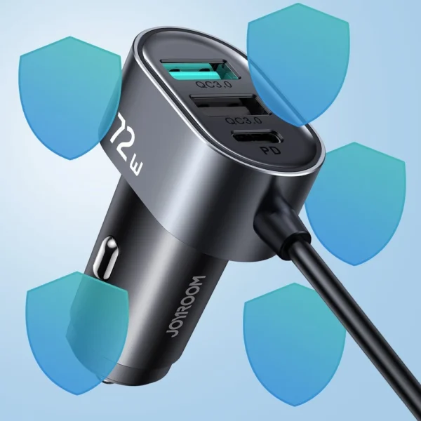 Joyroom car charger 2xPD + 2xQC3.0 72W 1.5m black (JR-CL05)eng