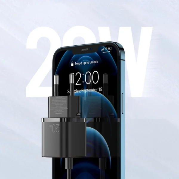 Joyroom fast wall charger USB Type C 20W Power Delivery Quick Charge 3.0 AFC black (L-P202)eng