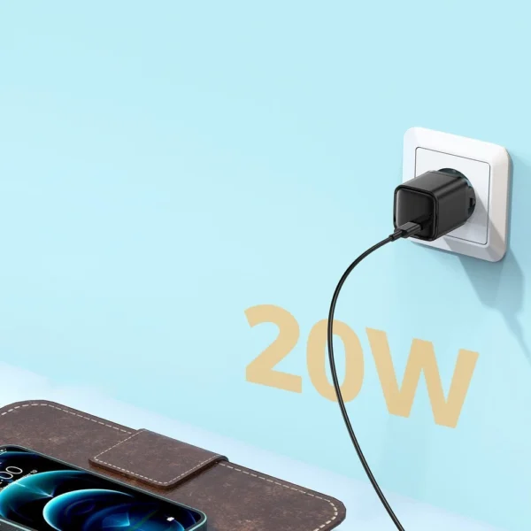 Joyroom fast wall charger USB Type C 20W Power Delivery Quick Charge 3.0 AFC black (L-P202)eng