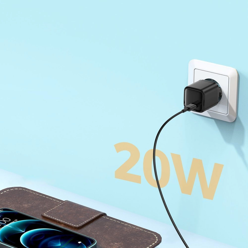 Joyroom fast wall charger USB Type C 20W Power Delivery Quick Charge 3.0 AFC black (L-P202)eng