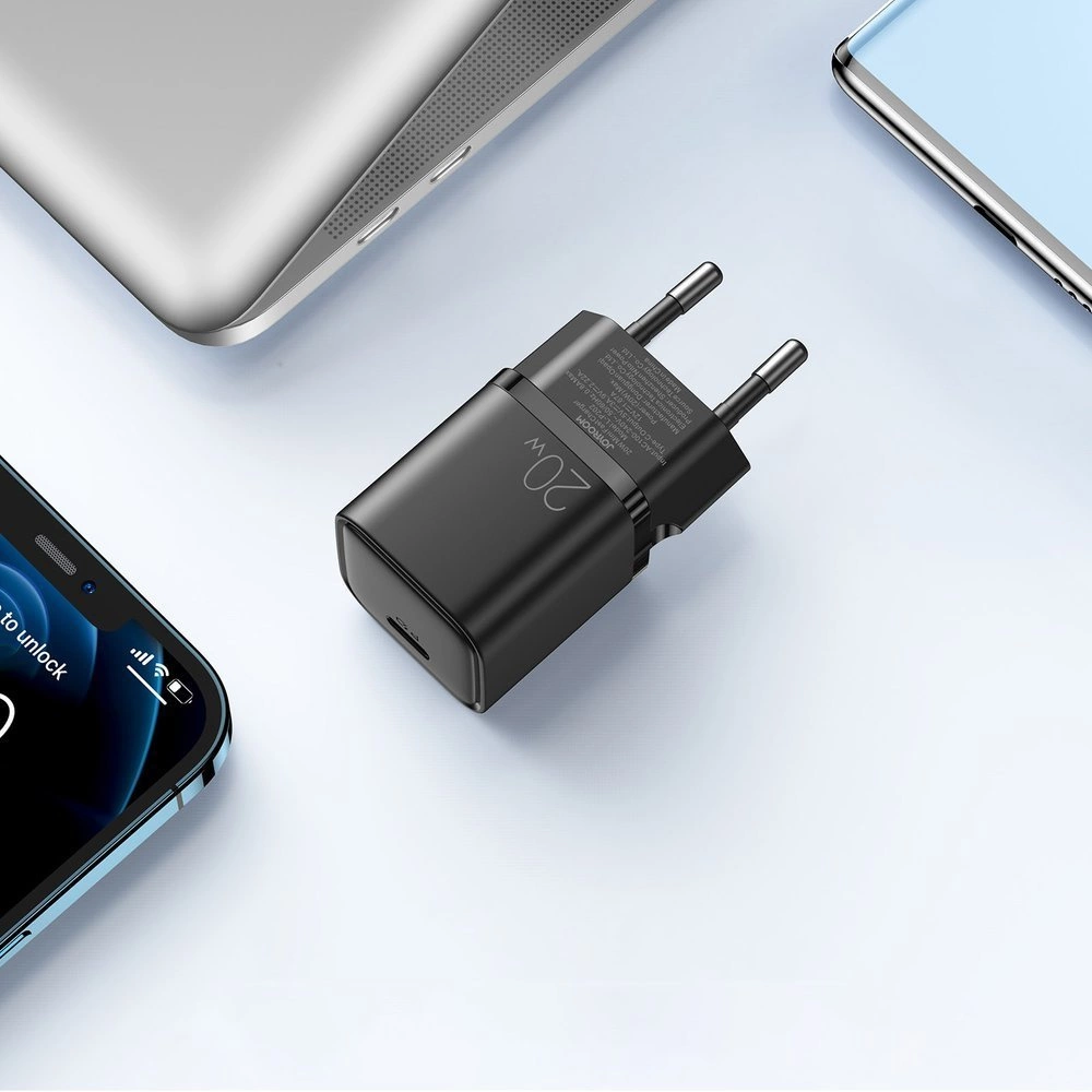 Joyroom fast wall charger USB Type C 20W Power Delivery Quick Charge 3.0 AFC black (L-P202)eng