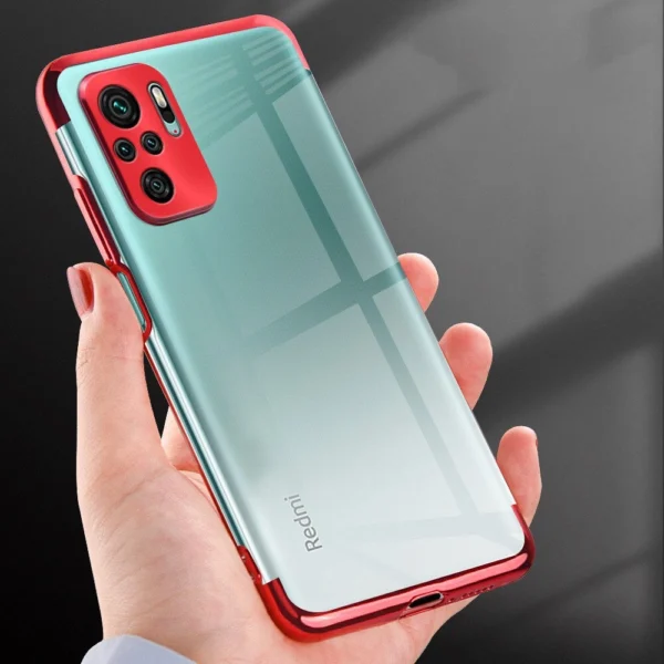 Clear Color Case Gel TPU Electroplating frame Cover for Xiaomi Redmi Note 10 5G / Poco M3 Pro blackeng