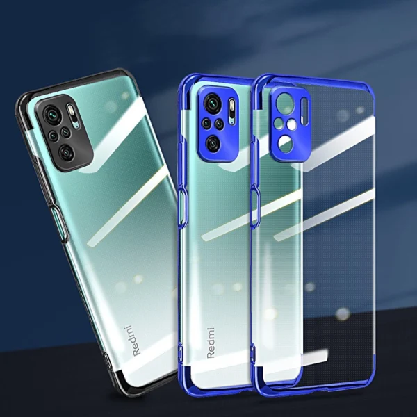 Clear Color Case Gel TPU Electroplating frame Cover for Xiaomi Redmi Note 10 5G / Poco M3 Pro blueeng
