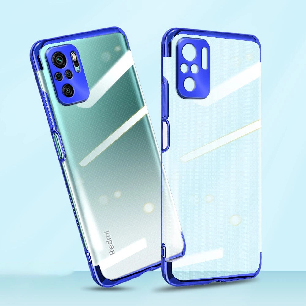 Clear Color Case Gel TPU Electroplating frame Cover for Xiaomi Redmi Note 10 5G / Poco M3 Pro blueeng
