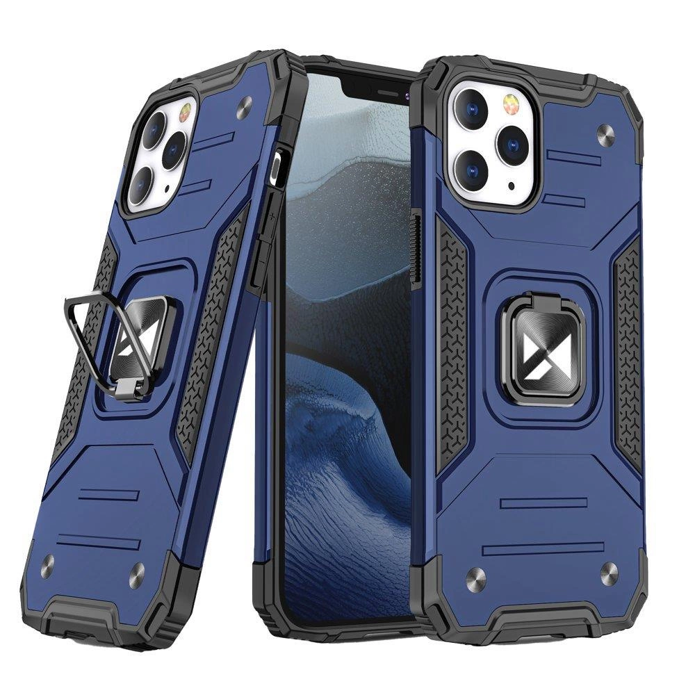 Wozinsky Ring Armor Case Kickstand Tough Rugged Cover for iPhone 13 mini blueeng