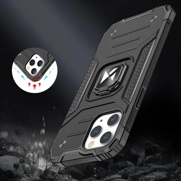 Wozinsky Ring Armor Case Kickstand Tough Rugged Cover for iPhone 13 Pro blackeng