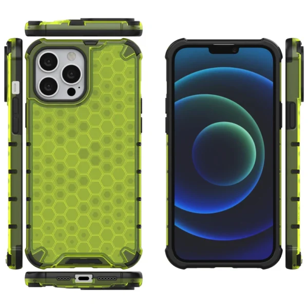 Honeycomb Case armor cover with TPU Bumper for iPhone 13 Pro Max greeneng