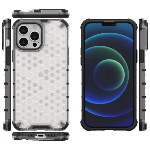 Honeycomb Case armor cover with TPU Bumper for iPhone 13 Pro Max transparenteng