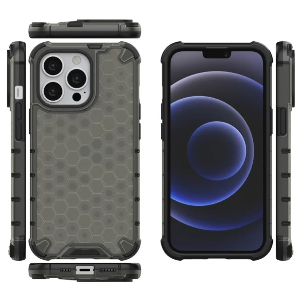 Honeycomb Case armor cover with TPU Bumper for iPhone 13 Pro blackeng