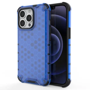 Honeycomb Case armor cover with TPU Bumper for iPhone 13 Pro blueeng