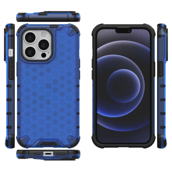 Honeycomb Case armor cover with TPU Bumper for iPhone 13 Pro blueeng