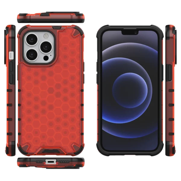 Honeycomb Case armor cover with TPU Bumper for iPhone 13 Pro redeng