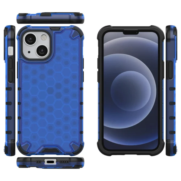 Honeycomb Case armor cover with TPU Bumper for iPhone 13 mini blueeng