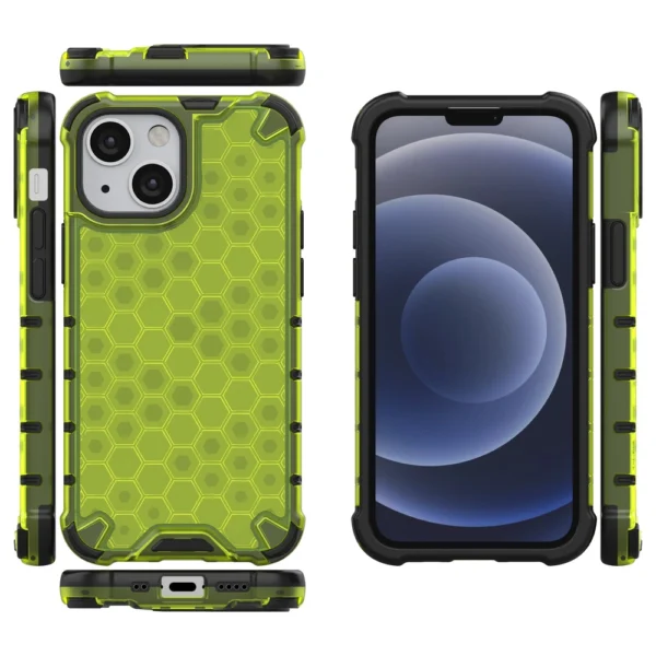 Honeycomb Case armor cover with TPU Bumper for iPhone 13 mini greeneng