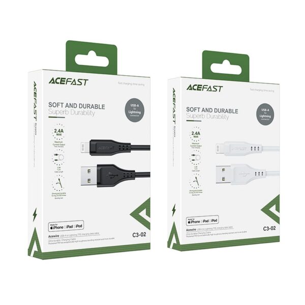 ACEFAST cable USB A tp Lightning 8-pin MFi 2,4A C3-02 1,2m black