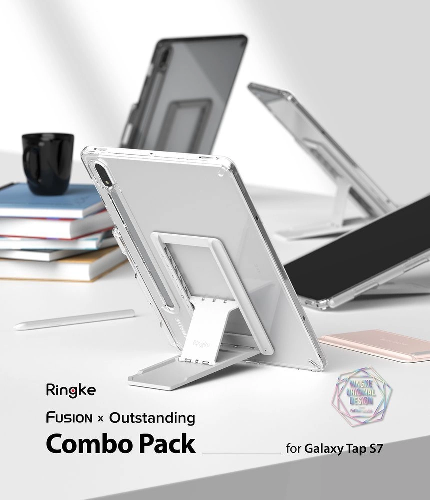 Ringke Fusion Combo Outstanding hard case with TPU frame for Samsung Galaxy Tab S7 11'' + self-adhesive foldable stand grey (FC475R40)eng
