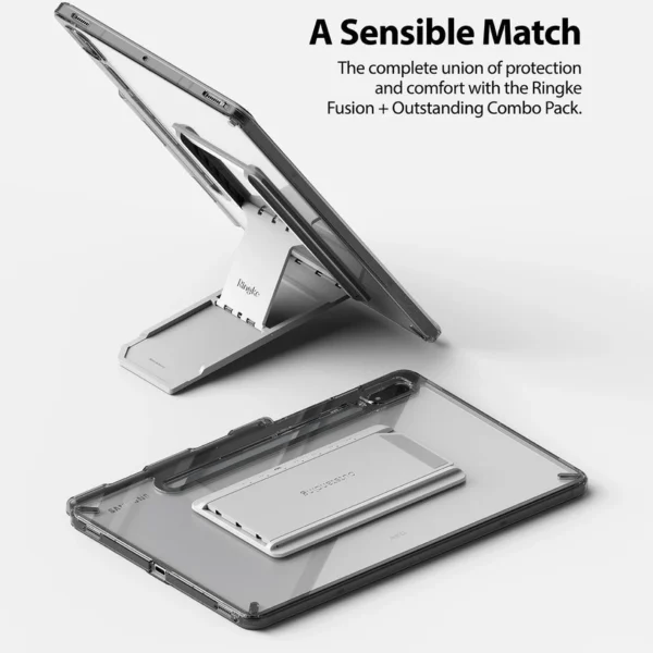 Ringke Fusion Combo Outstanding hard case with TPU frame for Samsung Galaxy Tab S7 11'' + self-adhesive foldable stand grey (FC475R40)eng