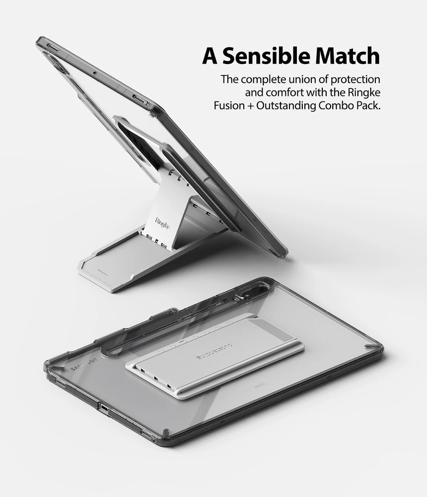 Ringke Fusion Combo Outstanding hard case with TPU frame for Samsung Galaxy Tab S7 11'' + self-adhesive foldable stand grey (FC475R40)eng