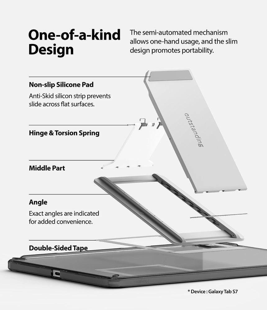 Ringke Fusion Combo Outstanding hard case with TPU frame for Samsung Galaxy Tab S7 11'' + self-adhesive foldable stand grey (FC475R40)eng