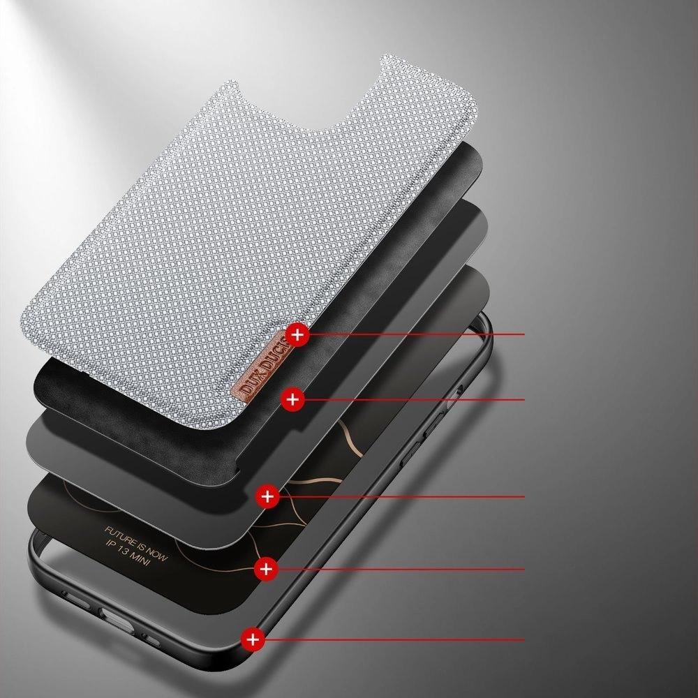 Dux Ducis Fino case covered with nylon material for iPhone 13 mini grayeng