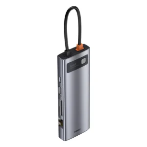 Baseus Metal Gleam 9in1 multifunctional USB Type C HUB - 3x USB 3.2 Gen 1 5Gbps / USB Type C PD 100W / VGA Full HD 60Hz / HDMI 4K 30Hz / TF and SD card reader / RJ45 1Gbps gray (CAHUB-CU0G)eng