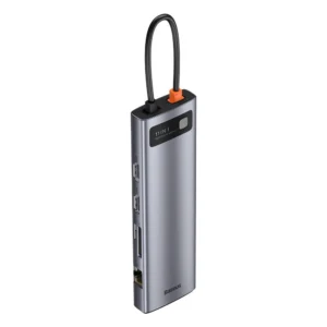 Baseus Metal Gleam 11in1 multifunctional USB Type C HUB - 3x USB 3.2 Gen 1 5Gbps / USB Type C PD 100W / 3.5 mm mini jack AUX / VGA Full HD 60Hz / 2x HDMI 4K 30Hz / TF and SD card reader / RJ45 1Gbps gray (CAHUB-CT0G)eng