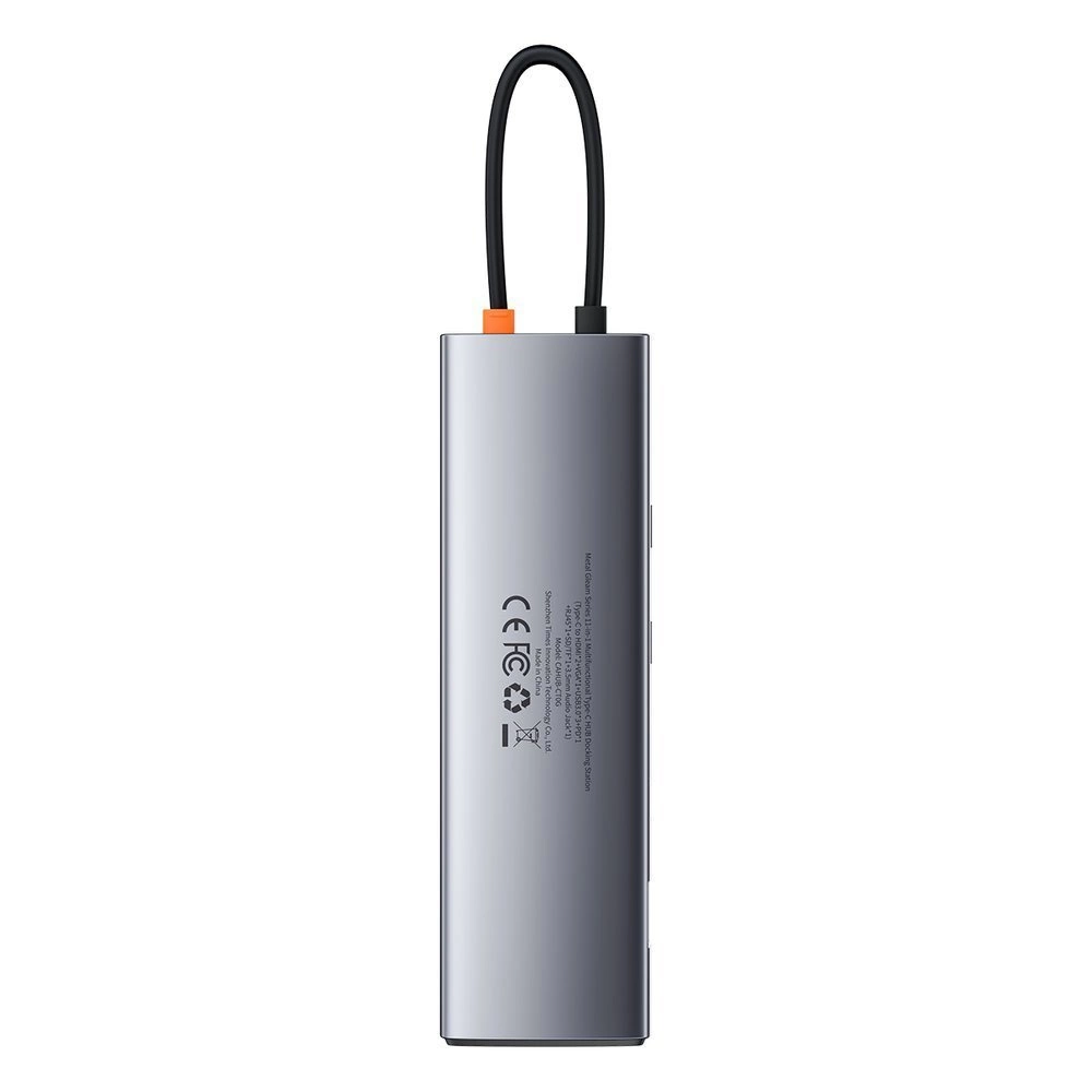 Baseus Metal Gleam 11in1 multifunctional USB Type C HUB - 3x USB 3.2 Gen 1 5Gbps / USB Type C PD 100W / 3.5 mm mini jack AUX / VGA Full HD 60Hz / 2x HDMI 4K 30Hz / TF and SD card reader / RJ45 1Gbps gray (CAHUB-CT0G)eng