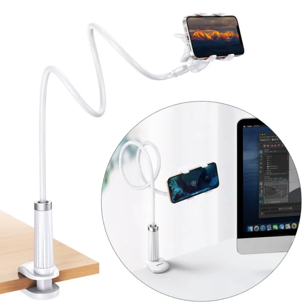 Ugreen universal holder stand phone holder tablet (up to 12cm wide) tripod lazy holder with flexible arm white (30488 LP113)eng