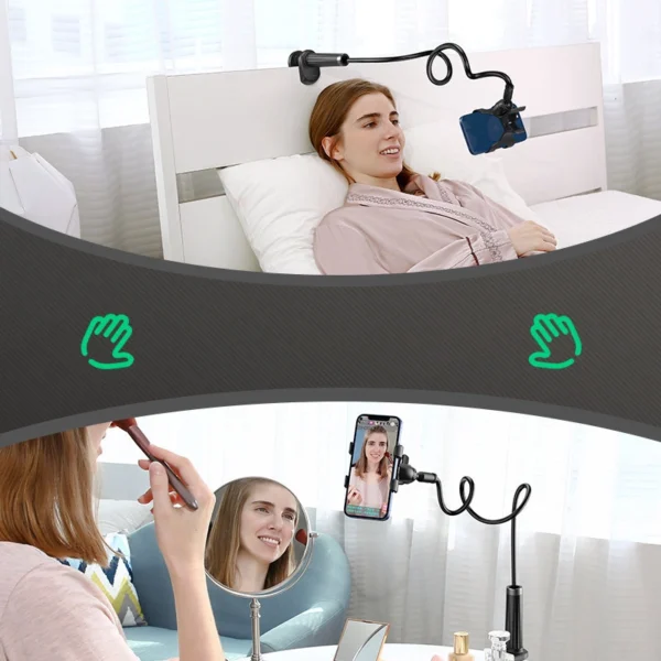 Ugreen universal holder stand phone holder tablet (up to 12cm wide) tripod lazy holder with flexible arm white (30488 LP113)eng