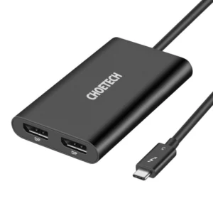Choetech plug adapter USB Type C Thunderbolt 3 (40Gbps) - 2x DisplayPort 4K 60Hz black (HUB-D03)eng