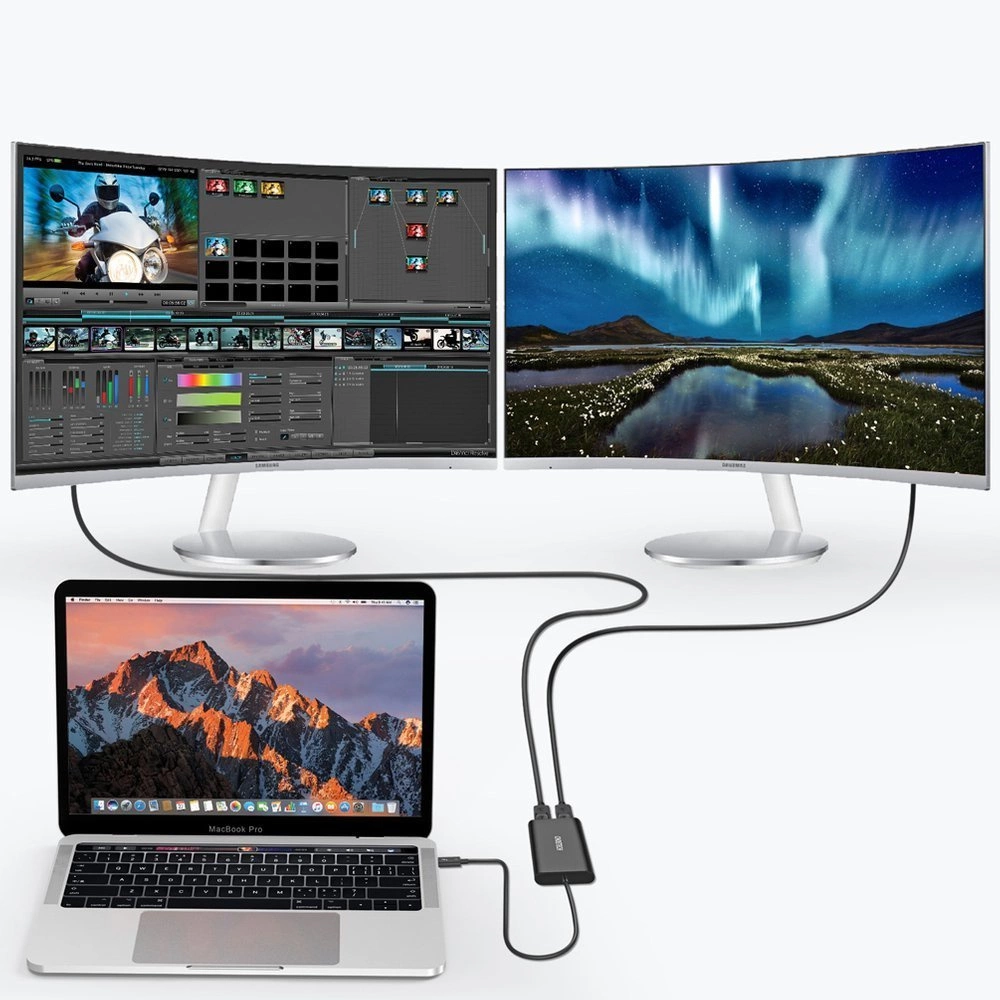 Choetech plug adapter USB Type C Thunderbolt 3 (40Gbps) - 2x DisplayPort 4K 60Hz black (HUB-D03)eng
