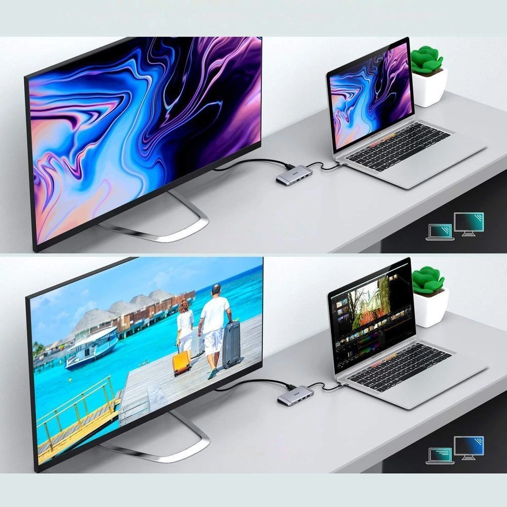Choetech 9in1 multifunctional USB Type C HUB - 3x USB 3.2 Gen 1 / SD and TF memory card reader / HDMI 4K 30Hz / VGA Full HD 60Hz / USB Type C / RJ45 gray (HUB-M15 gray)eng