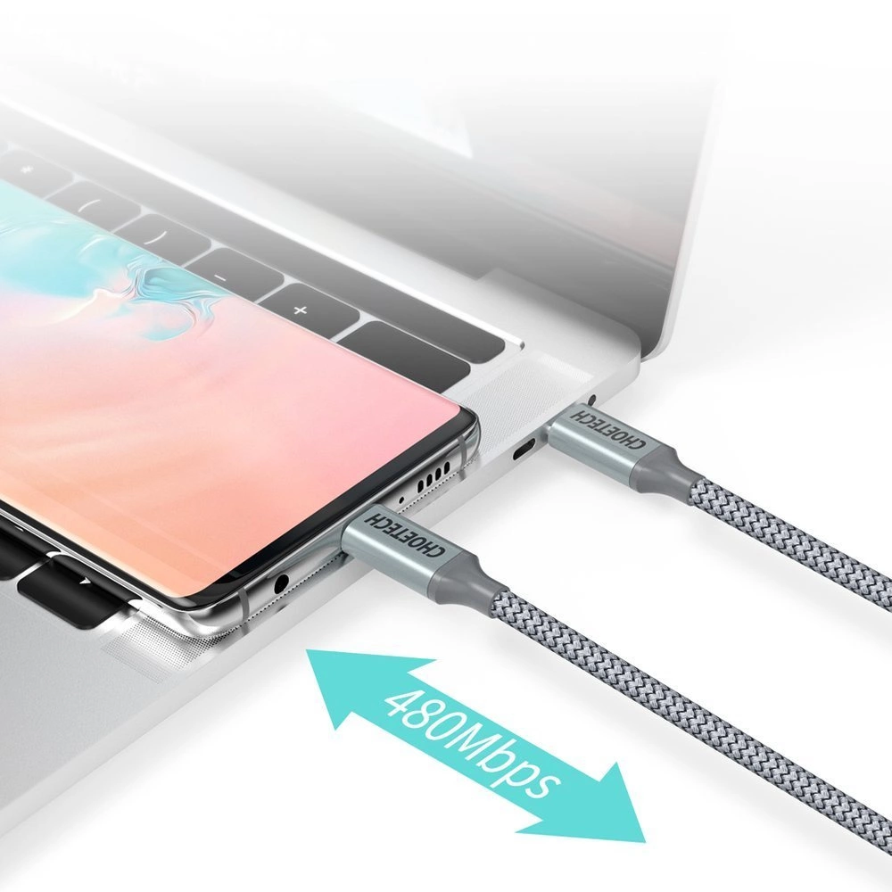 Choetech XCC-1002-GY USB-C - USB-C PD QC cable 100W 5A 480Mb/s 1.8m - grayeng