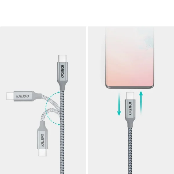 Choetech XCC-1002-GY USB-C - USB-C PD QC cable 100W 5A 480Mb/s 1.8m - grayeng
