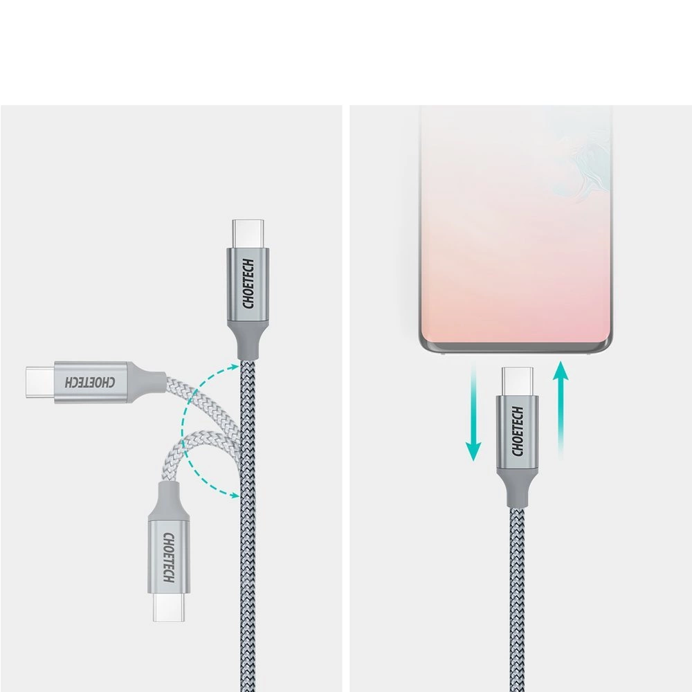 Choetech XCC-1002-GY USB-C - USB-C PD QC cable 100W 5A 480Mb/s 1.8m - grayeng