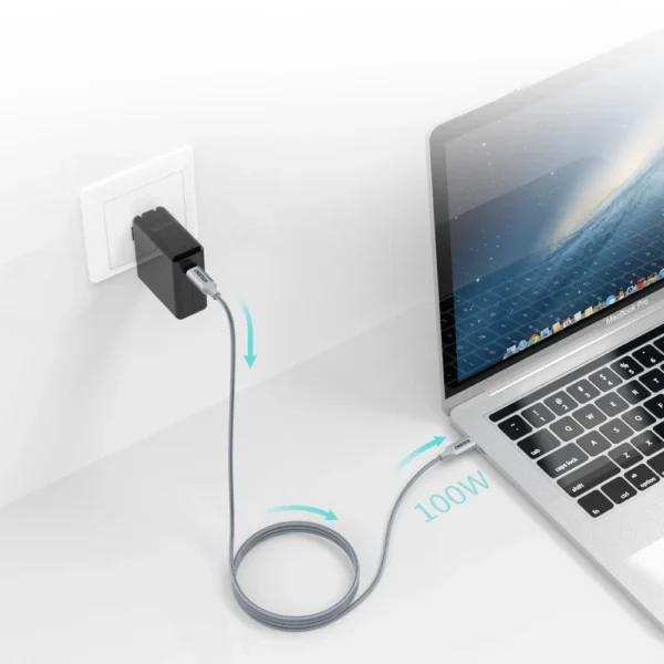 Choetech XCC-1002-GY USB-C - USB-C PD QC cable 100W 5A 480Mb/s 1.8m - grayeng