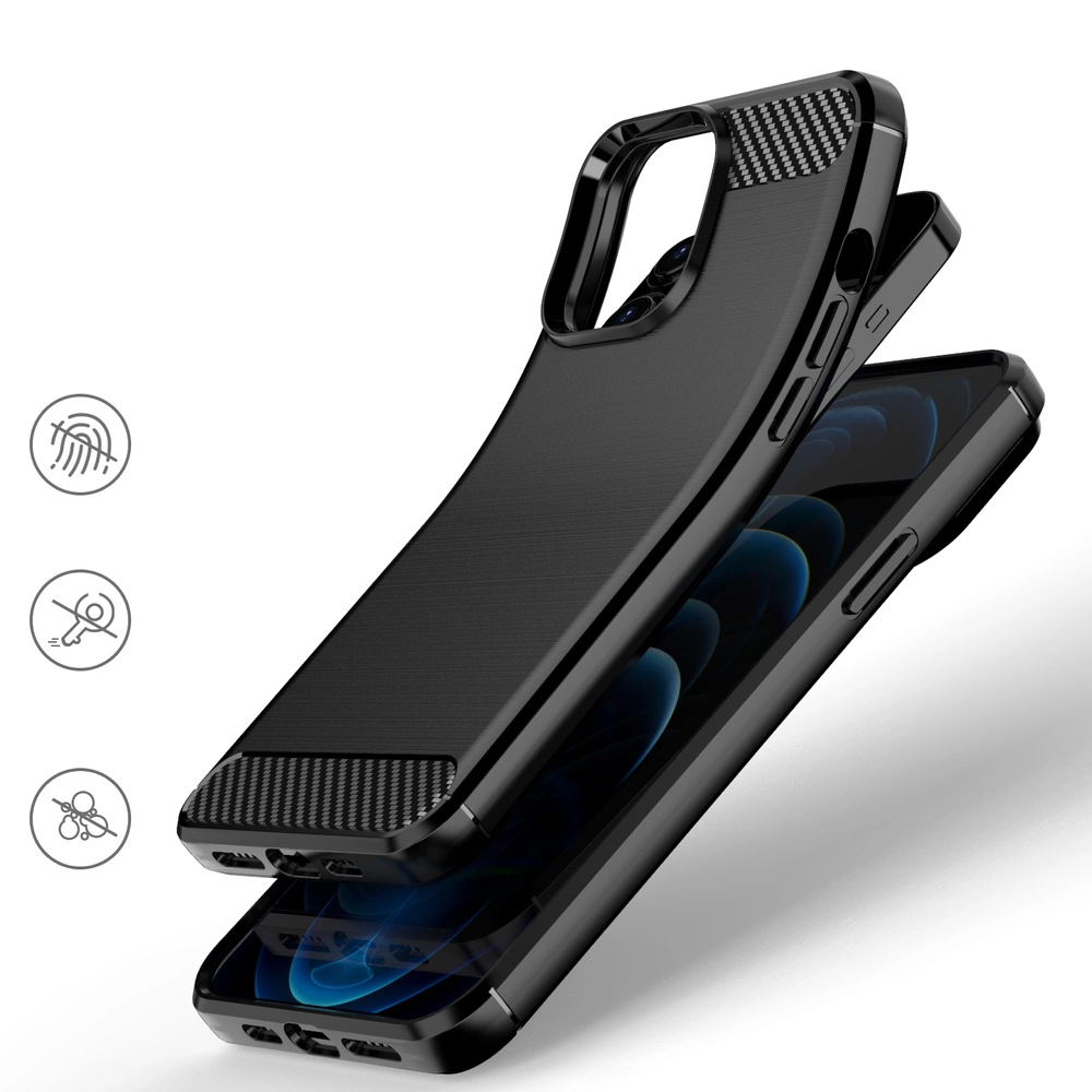 Carbon Case Flexible Cover TPU Case for iPhone 13 Pro Max blackeng