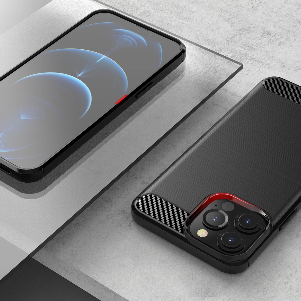 Carbon Case Flexible Cover TPU Case for iPhone 13 Pro Max blackeng