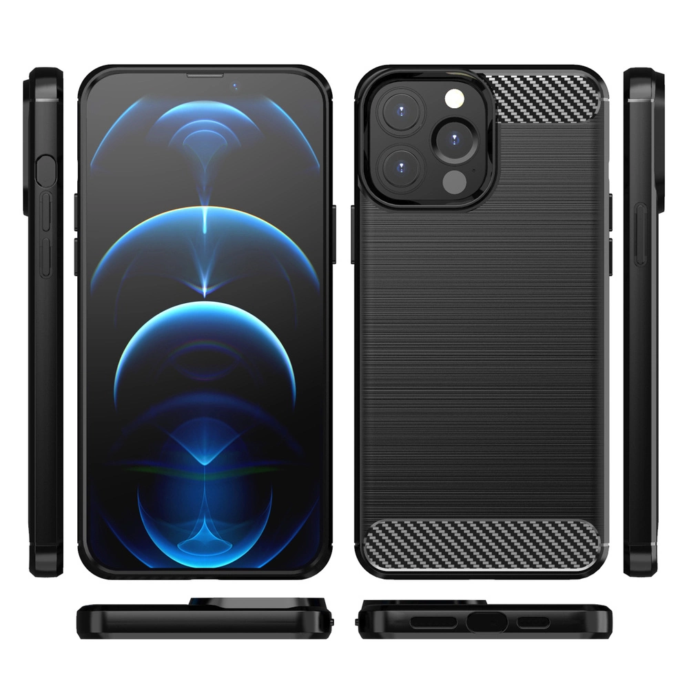 Carbon Case Flexible Cover TPU Case for iPhone 13 Pro Max blackeng